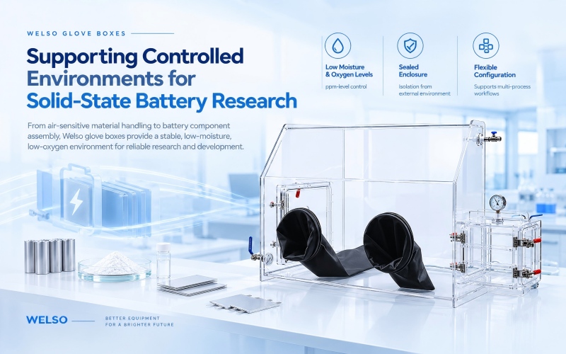 Welso Glove Boxes for Solid-State Battery Research – Reliable Inert Atmosphere Protection Welso Glove Boxes for Solid-State Battery Research – Reliable Inert Atmosphere Protection
